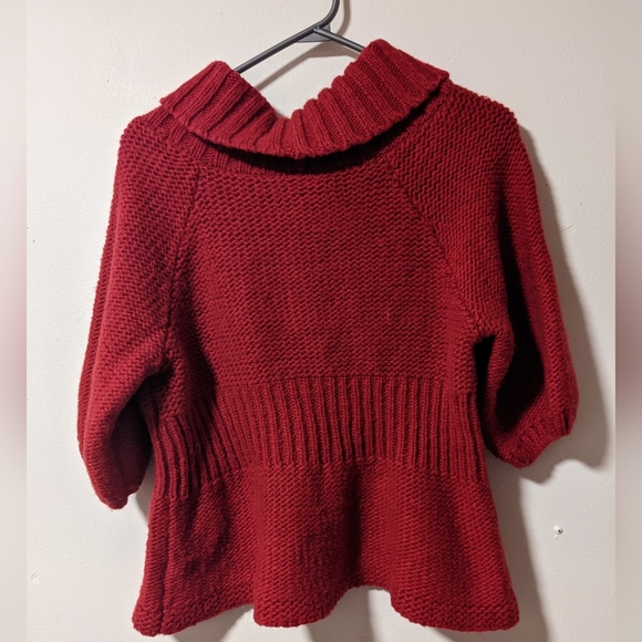 Free People Red Knit Sweater Shaw Coklar - Picture 9 of 9